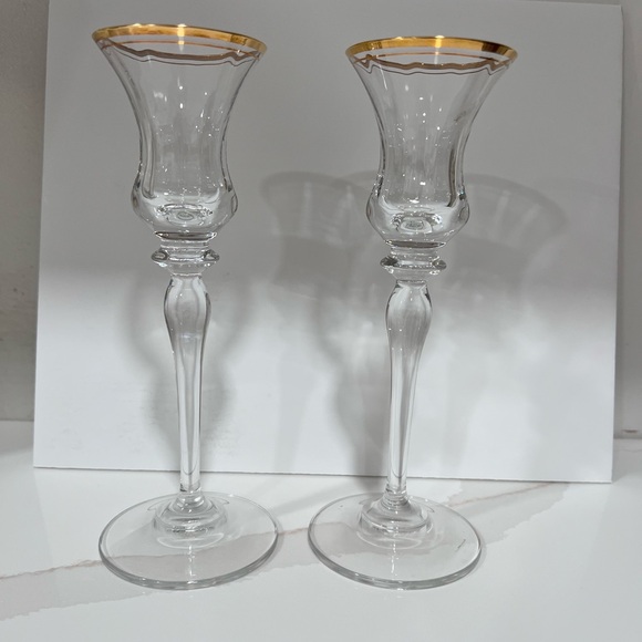 Glass candlesticks with gold rim. - Picture 1 of 1